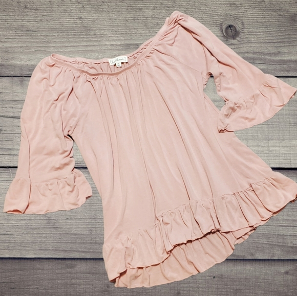 Cloud Chaser Tops - Cloud Chaser bell sleeve pink shirt